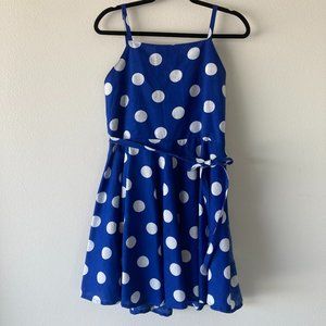 Blue and White Polka Dot Dress Circle Skirt 50s Barbie Girl